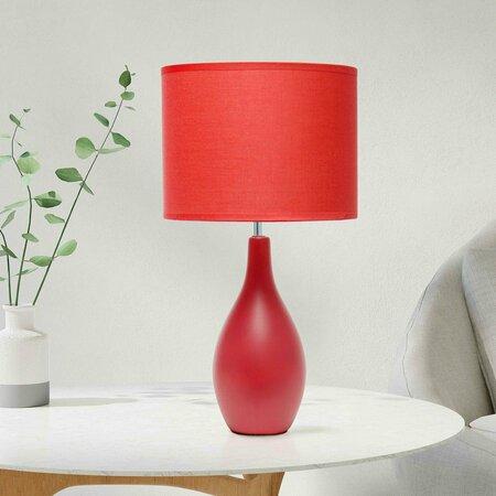 Creekwood Home Traditional Standard Ceramic Dewdrop Table Desk Lamp with Matching Fabric Shade, Red CWT-2000-RE